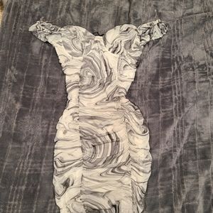 Marble sinched prom dress